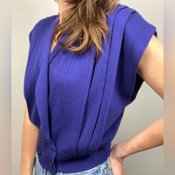 Vintage Russ Indigo/Purple Sweater Vest – 1980s Double-Breasted – Size L - Picture 12 of 12